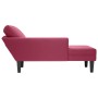 Tumbona con almohada y reposabrazo derecho terciopelo rojo vino de , Divanes - Ref: Foro24-4009811, Precio: 136,80 €, Descuen...