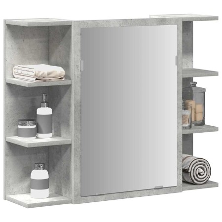 Armario de espejo de baño contrachapada gris 80x20,5x64 cm de , Tocadores de baño - Ref: Foro24-856035, Precio: 61,66 €, Desc...