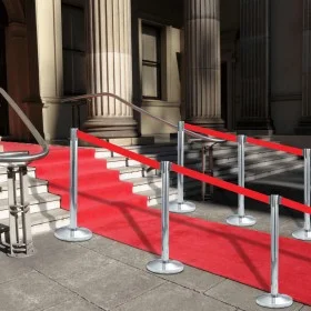 Barrera de cinta tipo aeropuerto con soportes acero plata 4 uds by vidaXL, Safety barriers - Ref: Foro24-149576, Price: 110,3...