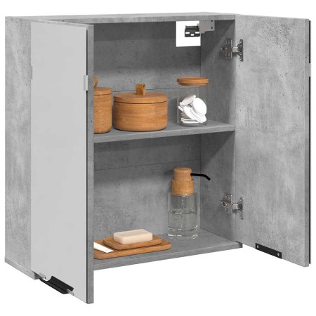 Armario de espejo de baño contrachapada gris 64x20x66,5 cm de , Tocadores de baño - Ref: Foro24-856939, Precio: 64,76 €, Desc...