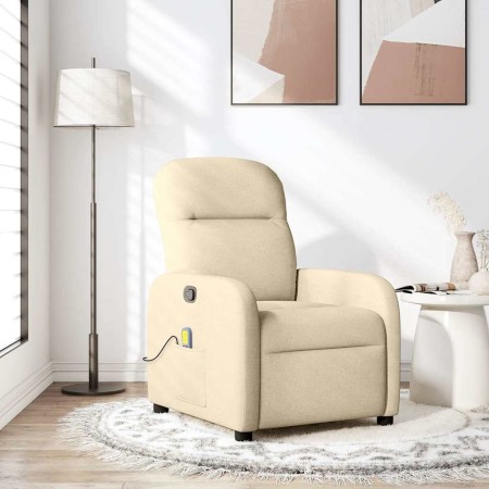 Sillón de masaje reclinable de tela crema de , Sillones - Ref: Foro24-4015540, Precio: 208,04 €, Descuento: %