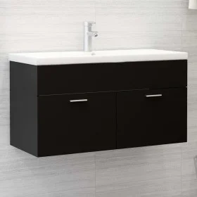 Armario para lavabo madera contrachapada negro 90x38,5x46 cm de vidaXL, Muebles de baño - Ref: Foro24-804666, Precio: 34,42 €...