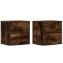 Mesitas de noche pared 2 uds color roble ahumado 40x31x39,5 cm de , Mesitas de noche - Ref: Foro24-848729, Precio: 77,95 €, D...