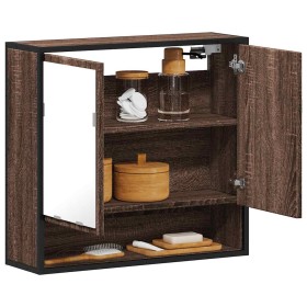Armario con espejo baño madera marrón roble 65x20x60 cm de , Tocadores de baño - Ref: Foro24-849263, Precio: 80,79 €, Descuen...