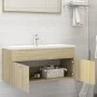 Armario para lavabo contrachapada color roble 100x38,5x46 cm de vidaXL, Muebles de baño - Ref: Foro24-804677, Precio: 47,98 €...