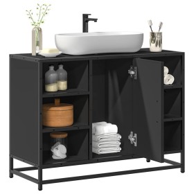 Armario de lavabo de baño madera ingeniería negro 80x33x60 cm de , Muebles de baño - Ref: Foro24-849289, Precio: 80,15 €, Des...