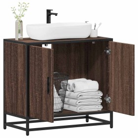 Mueble de lavabo madera de ingeniería roble marrón 65x33x60 cm de , Muebles de baño - Ref: Foro24-849268, Precio: 61,18 €, De...