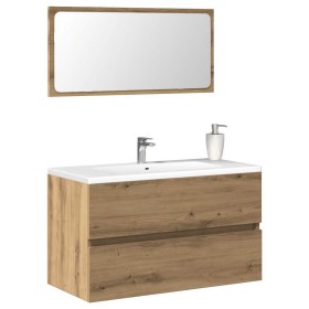 Mueble de baño con espejo de madera ingeniería roble artesanal de , Muebles de baño - Ref: Foro24-856378, Precio: 89,07 €, De...