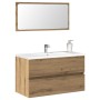 Mueble de baño con espejo de madera ingeniería roble artesanal de , Muebles de baño - Ref: Foro24-856378, Precio: 89,07 €, De...