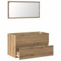 Mueble de baño con espejo de madera ingeniería roble artesanal de , Muebles de baño - Ref: Foro24-856378, Precio: 89,07 €, De...