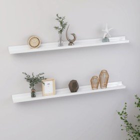Estantes de pared 2 unidades blanco brillo 100x9x3 cm en Estanterías | Comprar online en Foru.es