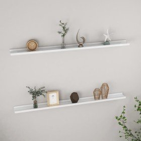Estantes de pared 2 unidades blanco brillo 115x9x3 cm en Estanterías | Comprar online en Foru.es