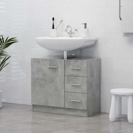Armario para lavabo contrachapada gris hormigón 63x30x54 cm de vidaXL, Muebles de baño - Ref: Foro24-804188, Precio: 69,88 €,...