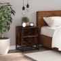 Mesita noche madera ingeniería roble ahumado 40x31x50cm metal de , Mesitas de noche - Ref: Foro24-848703, Precio: 36,12 €, De...