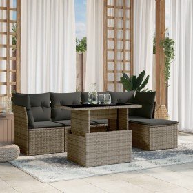 Set de muebles de jardín 6 pzas y cojines ratán sintético gris en Conjuntos de jardín | Comprar online en Foru.es
