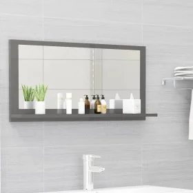 Espejo de baño madera contrachapada gris brillo 80x10,5x37 cm de vidaXL, Tocadores de baño - Ref: Foro24-804579, Precio: 31,7...