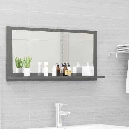 Espejo de baño madera contrachapada gris brillo 80x10,5x37 cm de vidaXL, Tocadores de baño - Ref: Foro24-804579, Precio: 32,2...