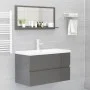 Espejo de baño madera contrachapada gris brillo 80x10,5x37 cm de vidaXL, Tocadores de baño - Ref: Foro24-804579, Precio: 31,7...