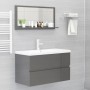 Espejo de baño madera contrachapada gris brillo 80x10,5x37 cm de vidaXL, Tocadores de baño - Ref: Foro24-804579, Precio: 32,2...