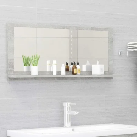 Espejo de baño madera contrachapada gris hormigón 90x10,5x37 cm de vidaXL, Tocadores de baño - Ref: Foro24-804584, Precio: 35...