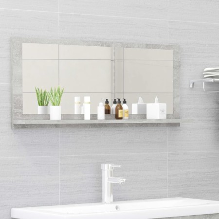 Espejo de baño madera contrachapada gris hormigón 90x10,5x37 cm de vidaXL, Tocadores de baño - Ref: Foro24-804584, Precio: 36...
