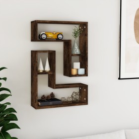 Estantes pared 2 uds madera contrachapada roble humo 50x15x50cm de , Estantes y estanterías - Ref: Foro24-826641, Precio: 27,...