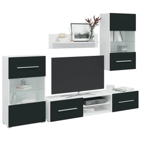 Muebles para TV 5 piezas con iluminación LED índigo mate de , Muebles TV - Ref: Foro24-3324235, Precio: 478,22 €, Descuento: %
