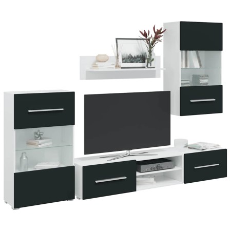 Muebles para TV 5 piezas con iluminación LED índigo mate de , Muebles TV - Ref: Foro24-3324235, Precio: 478,22 €, Descuento: %