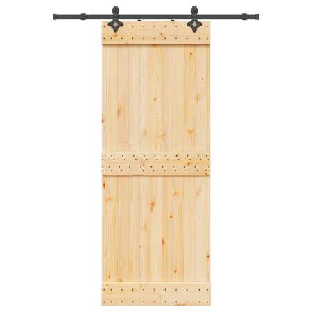 Puerta corredera con herrajes madera maciza de pino 80x210 cm de , Puertas - Ref: Foro24-3332677, Precio: 168,87 €, Descuento: %
