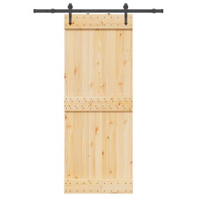 Puerta corredera con herrajes madera maciza de pino 80x210 cm de , Puertas - Ref: Foro24-3332689, Precio: 173,71 €, Descuento: %