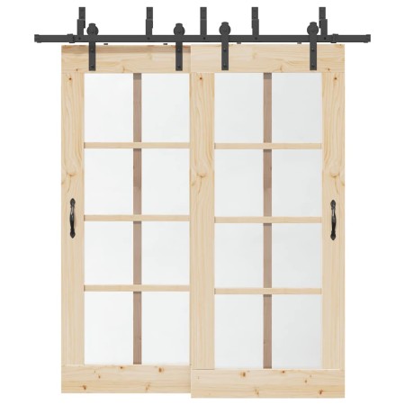 Kit de herrajes para puertas correderas acero negro 200 cm de , Artículos para puertas - Ref: Foro24-3295722, Precio: 135,29 ...