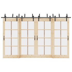 Kit de herrajes para puertas correderas acero negro 366 cm de , Artículos para puertas - Ref: Foro24-3295741, Precio: 235,51 ...