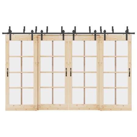 Kit de herrajes para puertas correderas acero negro 366 cm de , Artículos para puertas - Ref: Foro24-3295741, Precio: 235,51 ...