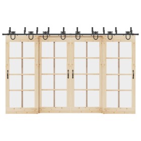 Kit de herrajes para puertas correderas acero negro 366 cm de , Artículos para puertas - Ref: Foro24-3295757, Precio: 199,66 ...
