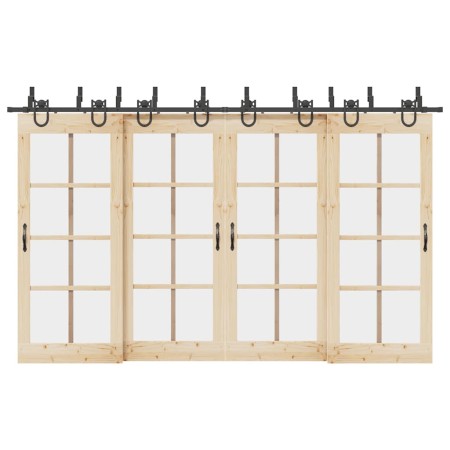 Kit de herrajes para puertas correderas acero negro 366 cm de , Artículos para puertas - Ref: Foro24-3295757, Precio: 199,66 ...