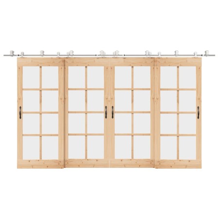 Kit de herrajes para puerta corredera 200 cm acero plateado de , Artículos para puertas - Ref: Foro24-3295762, Precio: 256,34...