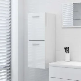Armario de baño madera contrachapada blanco brillo 30x30x80 cm de vidaXL, Muebles de baño - Ref: Foro24-804994, Precio: 53,94...
