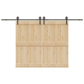 Kit de herrajes para puertas correderas acero negro 366 cm de , Artículos para puertas - Ref: Foro24-3295797, Precio: 95,88 €...
