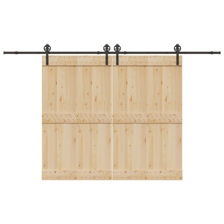 Kit de herrajes para puertas correderas acero negro 366 cm de , Artículos para puertas - Ref: Foro24-3295797, Precio: 95,88 €...