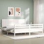 Estructura de cama con cabecero madera maciza blanco 200x200 cm de vidaXL, Camas y somieres - Ref: Foro24-3194787, Precio: 19...