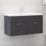 Armario para lavabo contrachapada gris brillo 90x38,5x46 cm de vidaXL, Muebles de baño - Ref: Foro24-804673, Precio: 49,45 €,...