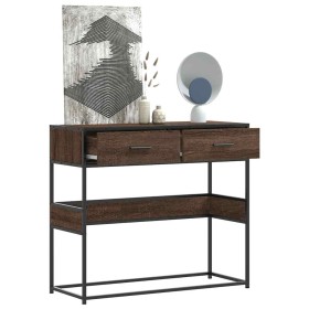 Mesa consola madera de ingeniería marrón roble 90x35x80 cm de , Mesas auxiliares - Ref: Foro24-849178, Precio: 73,54 €, Descu...