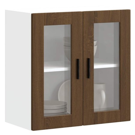 Armario de pared para cocina puerta cristal Porto roble marrón de , Armarios de cocina - Ref: Foro24-854154, Precio: 68,03 €,...