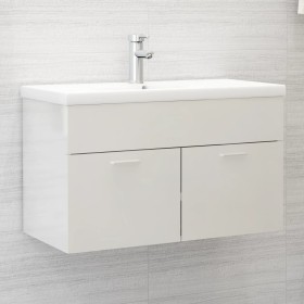 Armario para lavabo contrachapada blanco brillo 80x38,5x46 cm de vidaXL, Muebles de baño - Ref: Foro24-804662, Precio: 47,93 ...