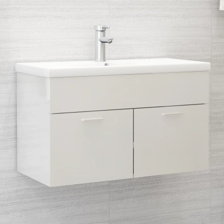 Armario para lavabo contrachapada blanco brillo 80x38,5x46 cm de vidaXL, Muebles de baño - Ref: Foro24-804662, Precio: 47,93 ...