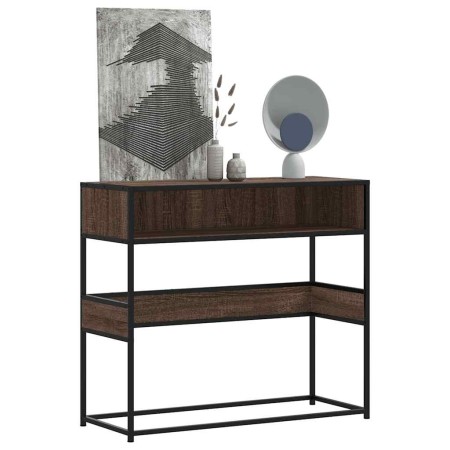 Mesa consola madera de ingeniería marrón roble 90x35x80 cm de , Mesas auxiliares - Ref: Foro24-849173, Precio: 66,09 €, Descu...