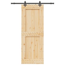 Puerta corredera con herrajes madera maciza de pino 85x210 cm de , Puertas - Ref: Foro24-3332726, Precio: 192,56 €, Descuento: %