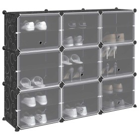 Estantería de cubos con 9 compartimentos y puertas PP negro de , Zapateros y organizadores de calzado - Ref: Foro24-4019577, ...