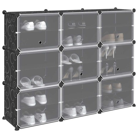 Estantería de cubos con 9 compartimentos y puertas PP negro de , Zapateros y organizadores de calzado - Ref: Foro24-4019577, ...