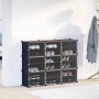Estantería de cubos con 9 compartimentos y puertas PP negro de , Zapateros y organizadores de calzado - Ref: Foro24-4019577, ...
